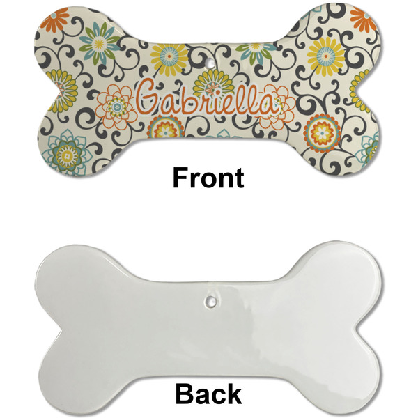 Swirls & Floral Ceramic Flat Ornament - Bone Front & Back Single Print (APPROVAL)