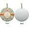 Swirls & Floral Ceramic Flat Ornament - Circle Front & Back (APPROVAL)