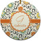 Swirls & Floral Ceramic Flat Ornament - Circle (Front)