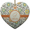 Swirls & Floral Ceramic Flat Ornament - Heart (Front)