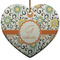 Swirls & Floral Heart Ceramic Ornament w/ Name and Initial