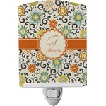 Swirls & Floral Ceramic Night Light (Personalized)