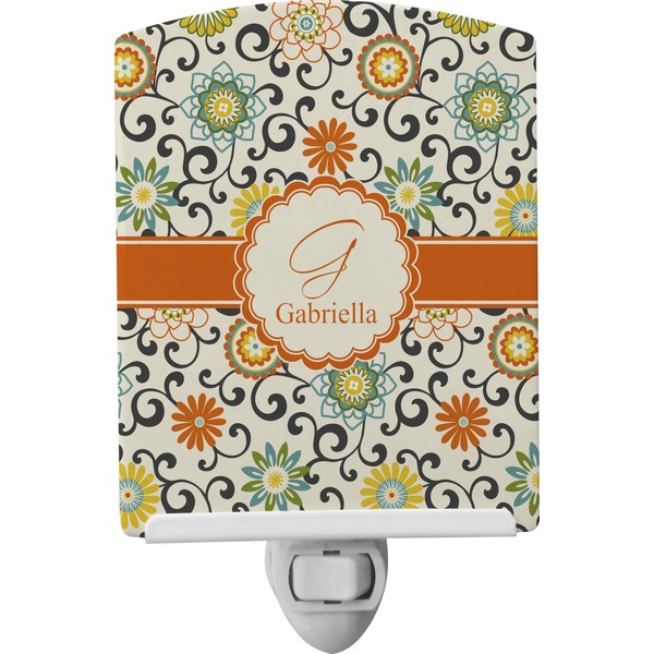 Custom Swirls & Floral Ceramic Night Light (Personalized)