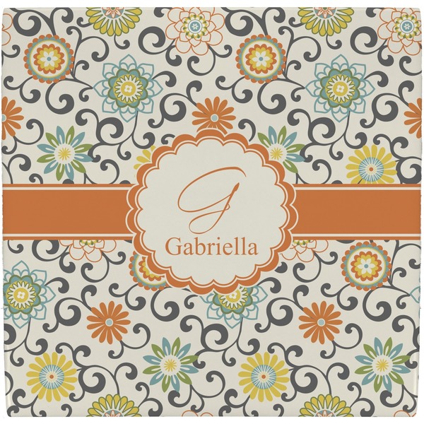 Custom Swirls & Floral Ceramic Tile Hot Pad (Personalized)