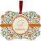 Swirls & Floral Metal Frame Ornament - Double Sided w/ Name and Initial