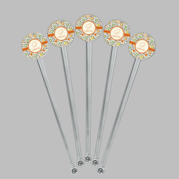 Swirls & Floral Clear Plastic 7" Stir Stick - Round - Fan View