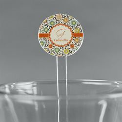 Swirls & Floral 7" Round Plastic Stir Sticks - Clear (Personalized)