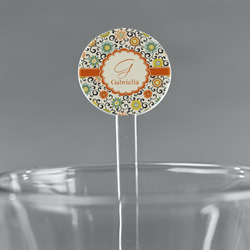 Swirls & Floral 5.5" Round Plastic Stir Sticks - Clear (Personalized)