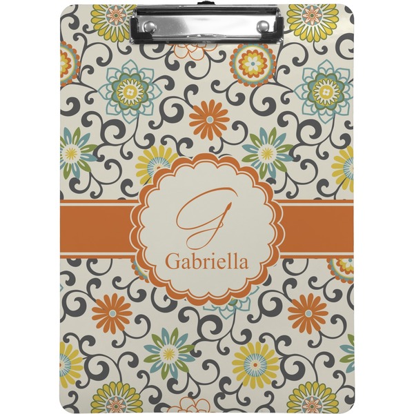 Custom Swirls & Floral Clipboard (Letter Size) (Personalized)