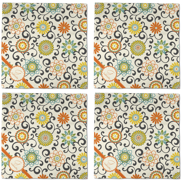 Swirls & Floral Cloth Napkins - Personalized Dinner (APPROVAL) Set of 4