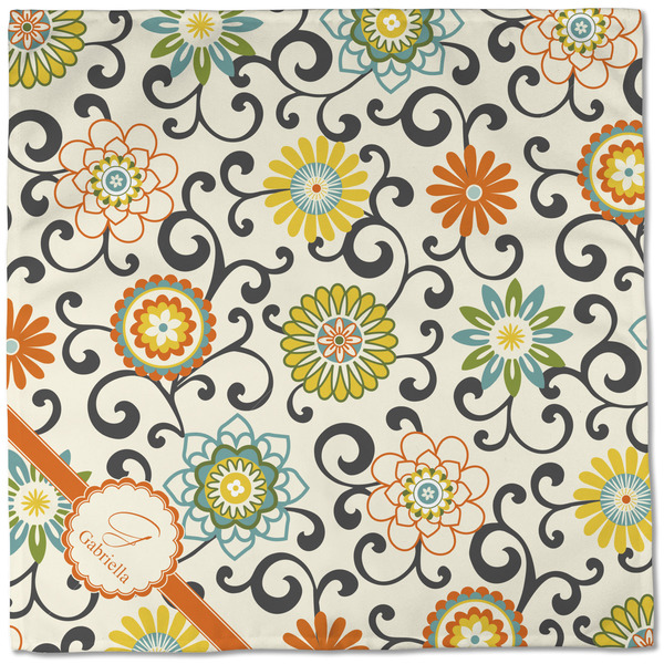 Swirls & Floral Cloth Napkins - Personalized Dinner (Full Open)
