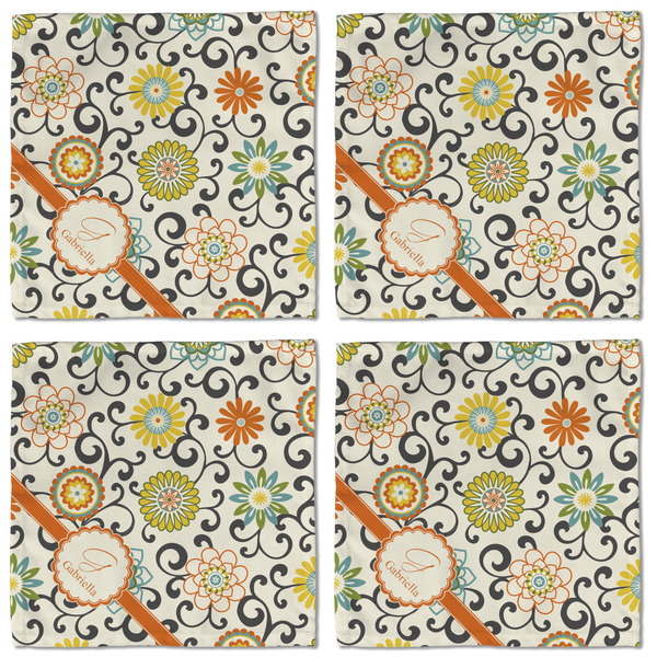 Swirls & Floral Cloth Napkins - Personalized Lunch (APPROVAL) Set of 4