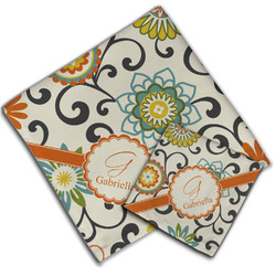 Swirls & Floral Cloth Napkin w/ Name and Initial