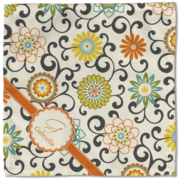 Swirls & Floral Cloth Napkins - Personalized Lunch (Single Full Open)