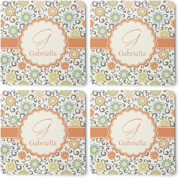 Swirls & Floral Coaster Rubber Back - Apvl