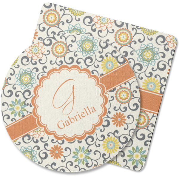 Custom Swirls & Floral Rubber Backed Coaster (Personalized)