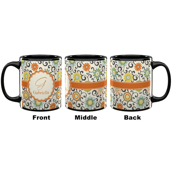 Swirls & Floral Coffee Mug - 11 oz - Black APPROVAL