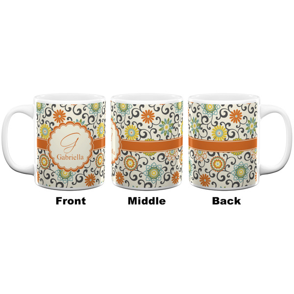 Swirls & Floral Coffee Mug - 11 oz - White APPROVAL