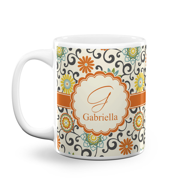 Custom Swirls & Floral Coffee Mug (Personalized)