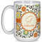 Swirls & Floral 15 Oz Coffee Mug - White (Personalized)