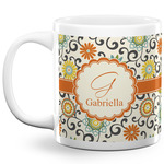 Swirls & Floral 20 Oz Coffee Mug - White (Personalized)