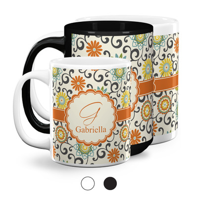 Swirls & Floral Coffee Mug (Personalized)