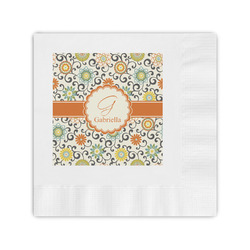 Swirls & Floral Coined Cocktail Napkins (Personalized)