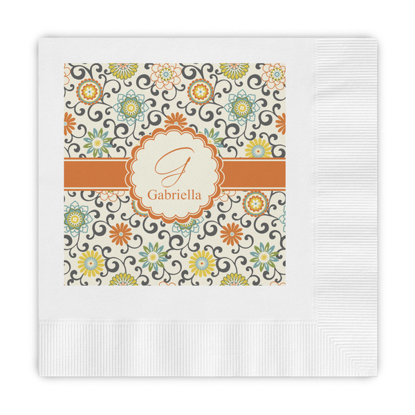 Custom Swirls & Floral Embossed Decorative Napkins (Personalized)