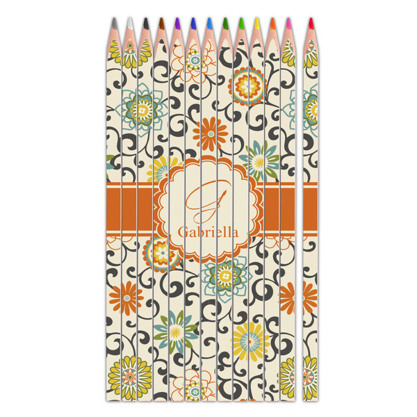 Custom Swirls & Floral Colored Pencils (Personalized)
