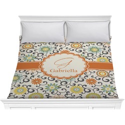 Swirls & Floral Comforter - King (Personalized)