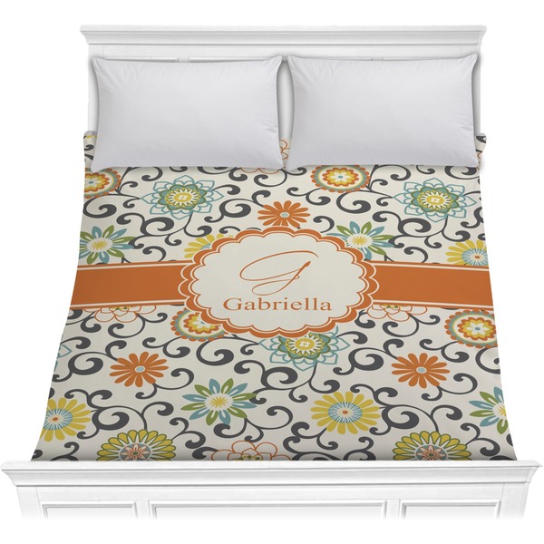 Custom Swirls & Floral Comforter - Full / Queen (Personalized)