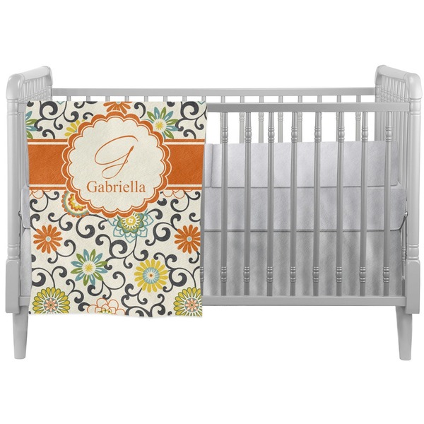 Custom Swirls & Floral Crib Comforter / Quilt (Personalized)