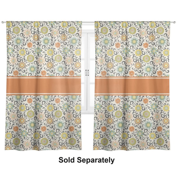 Swirls & Floral Curtain 112x80 - Lined