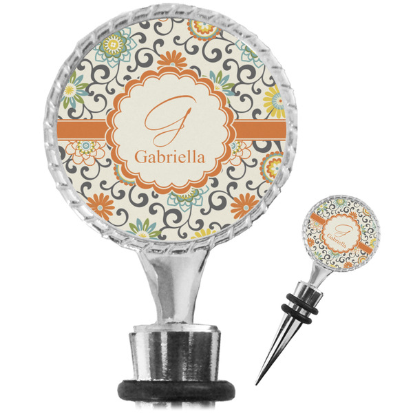 Custom Swirls & Floral Wine Bottle Stopper (Personalized)