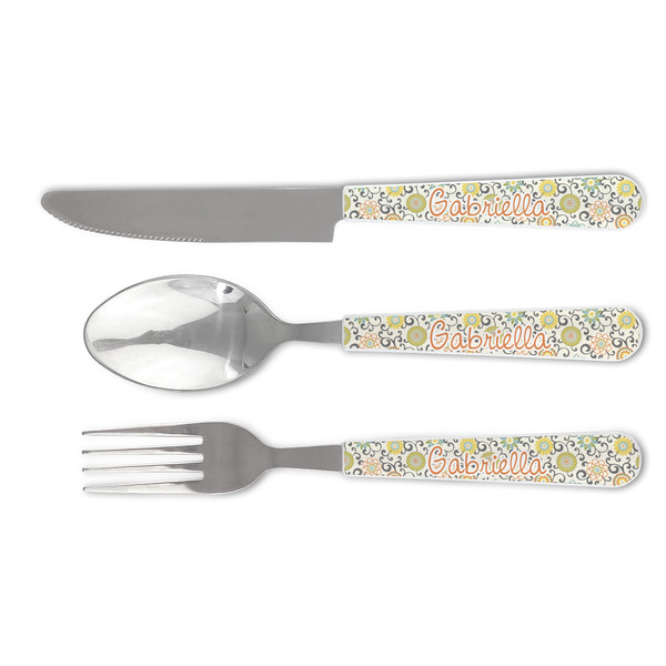 Custom Swirls & Floral Cutlery Set (Personalized)