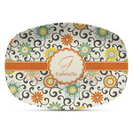 Swirls & Floral Plastic Platter - Microwave & Oven Safe Composite Polymer (Personalized)
