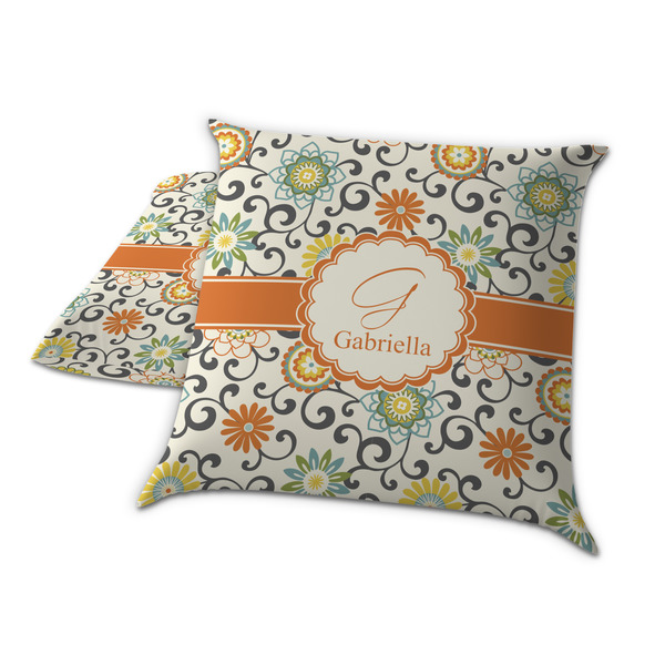 Swirls & Floral Decorative Pillow Case - TWO