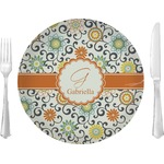 Swirls & Floral Glass Lunch / Dinner Plate 10" (Personalized)