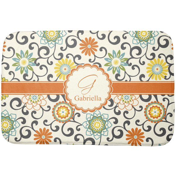 Custom Swirls & Floral Dish Drying Mat (Personalized)