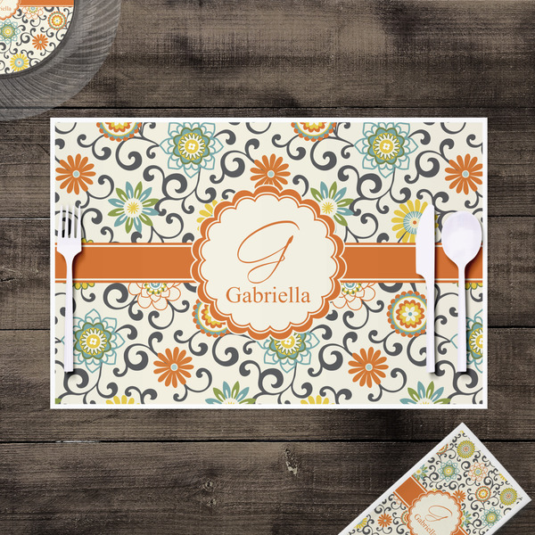 Swirls & Floral Disposable Paper Placemat - In Context