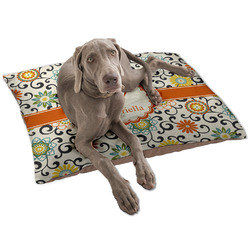 Swirls & Floral Dog Bed - Large w/ Name and Initial