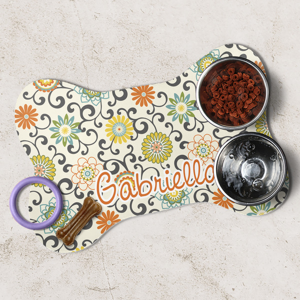 Swirls & Floral Dog Bone Shaped Mat Lifestyle