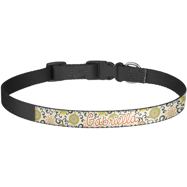 Custom Swirls & Floral Dog Collar - Large (Personalized)