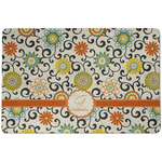 Swirls & Floral Dog Food Mat w/ Name and Initial