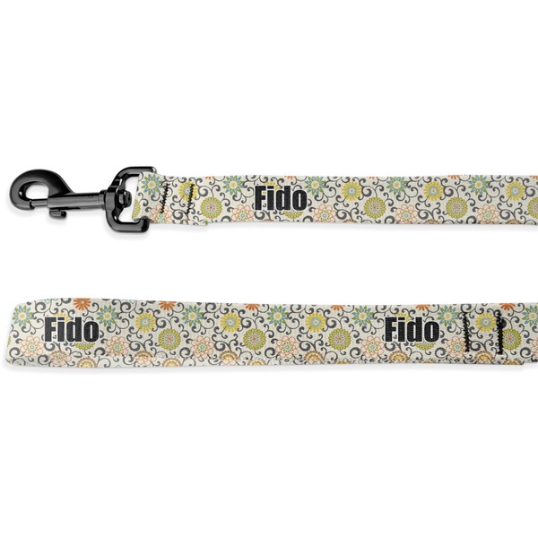 Custom Swirls & Floral Deluxe Dog Leash - 4 ft (Personalized)