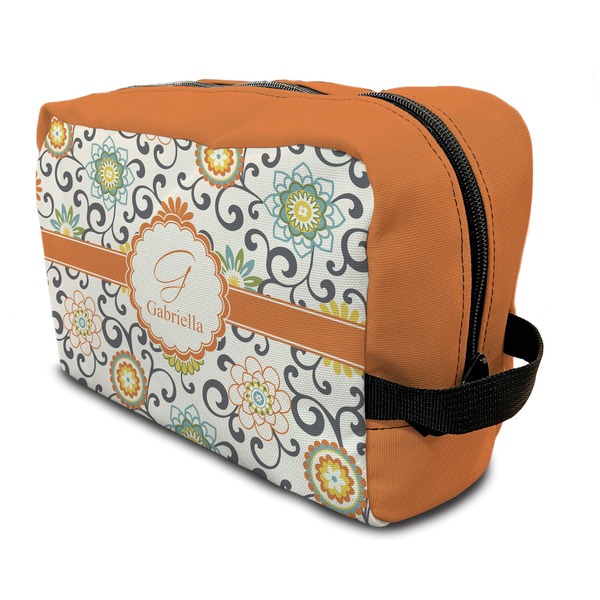 Custom Swirls & Floral Toiletry Bag / Dopp Kit (Personalized)