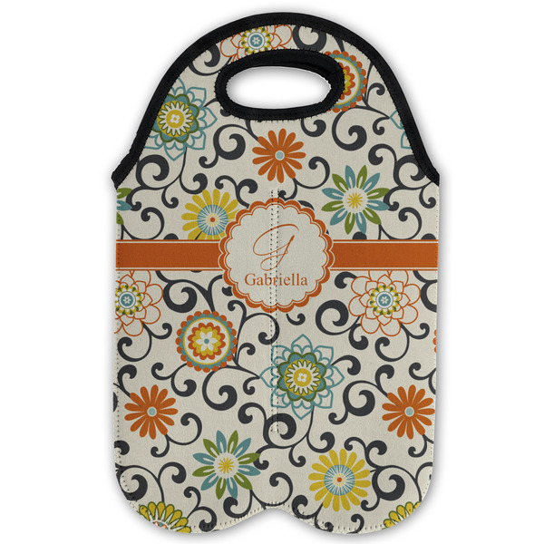 Swirls & Floral Double Wine Tote - Flat (new)