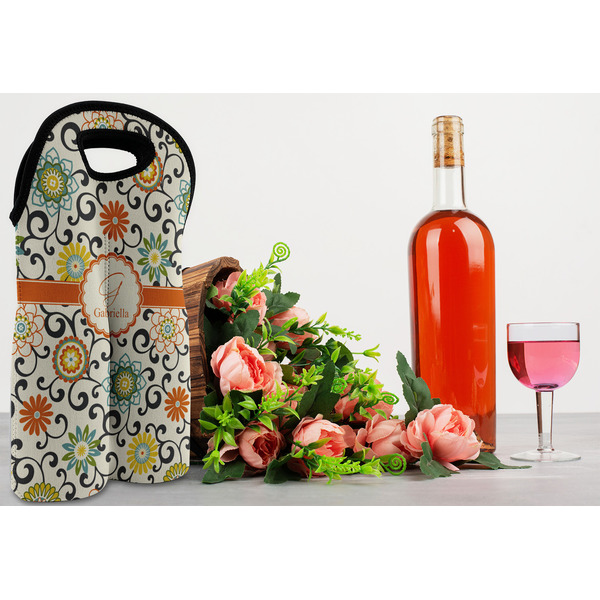 Swirls & Floral Double Wine Tote - LIFESTYLE (new)