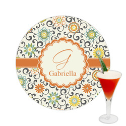 Swirls & Floral Printed Drink Topper -  2.5" (Personalized)