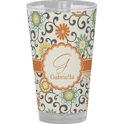 Swirls & Floral Pint Glass - Full Color (Personalized)